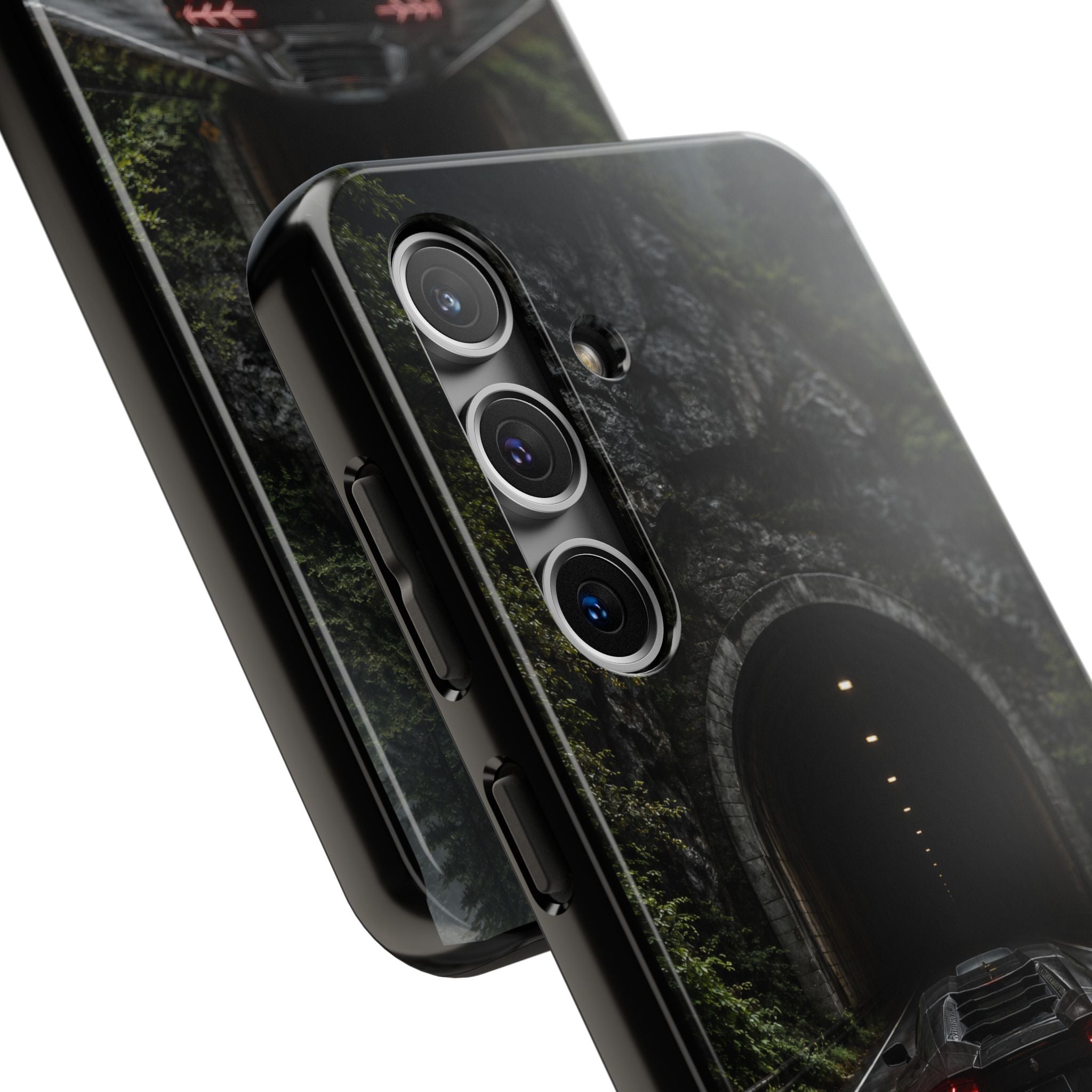 Racing Tunnel Phone Case — Dark Sports Car Rain Road Protective Case