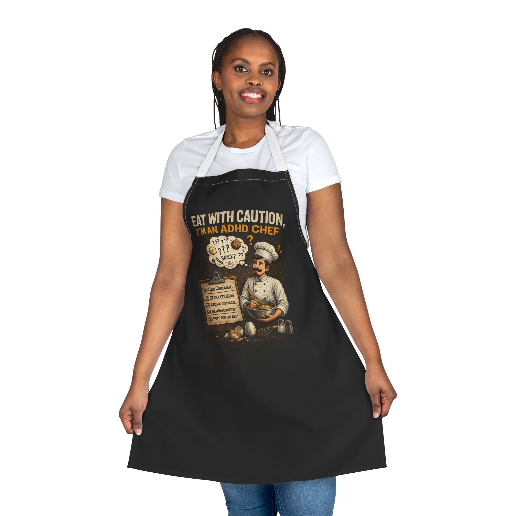 ADHD Chef Apron – "Eat With Caution, I'm an ADHD Chef" Vintage Kitchen Apron