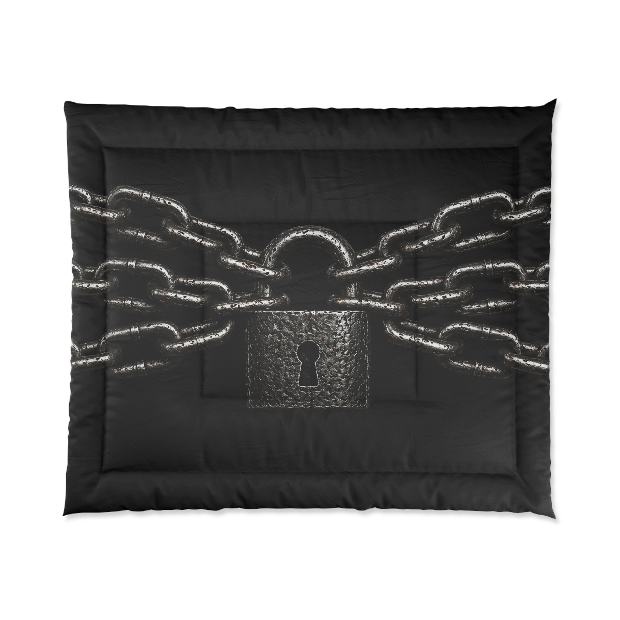Black Padlock & Chains Comforter - Gothic Bedroom Bedding