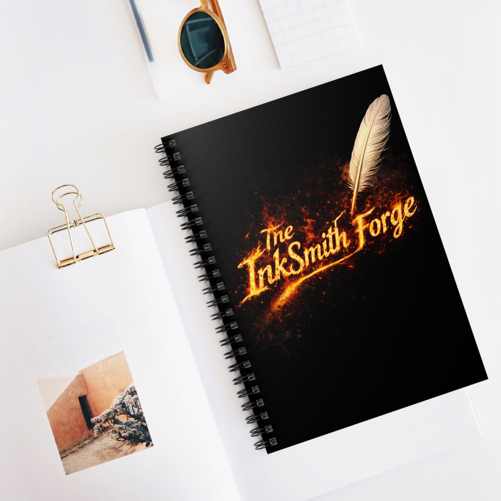 InkSmith Forge Spiral Notebook — Fiery Quill Ruled Journal for Writers & Creators