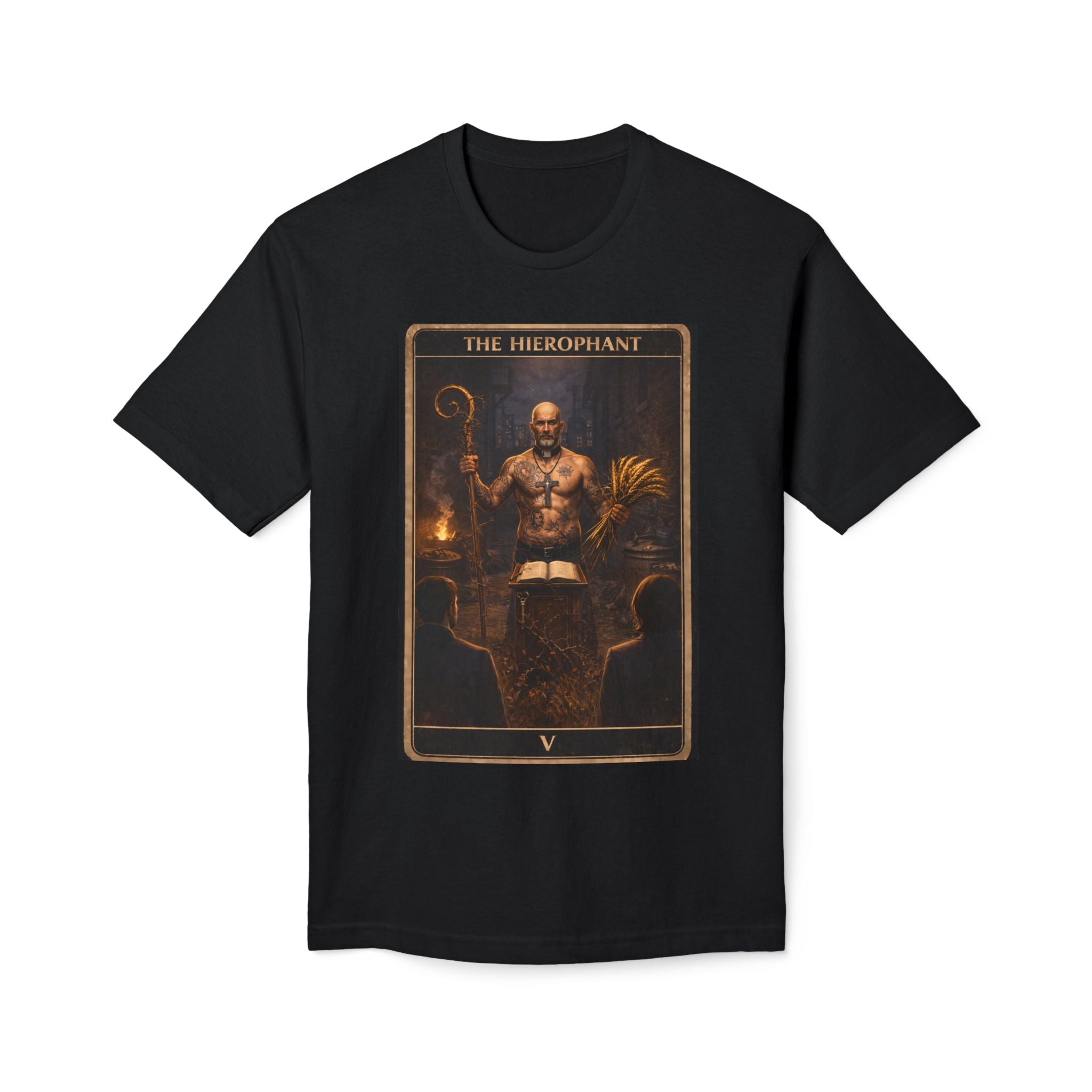 Tarot 'The Hierophant V' Graphic T-Shirt — Vintage Occult Card Design