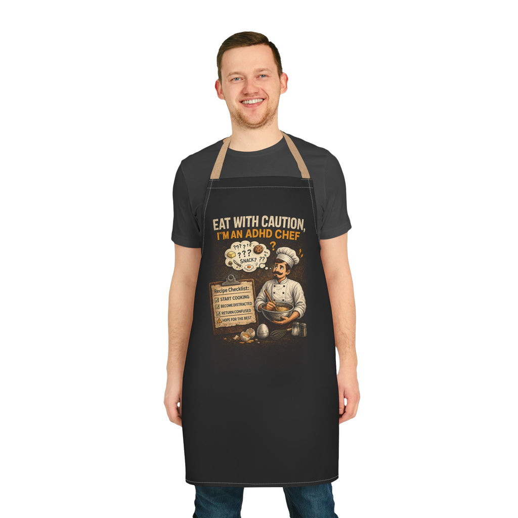 ADHD Chef Apron – "Eat With Caution, I'm an ADHD Chef" Vintage Kitchen Apron