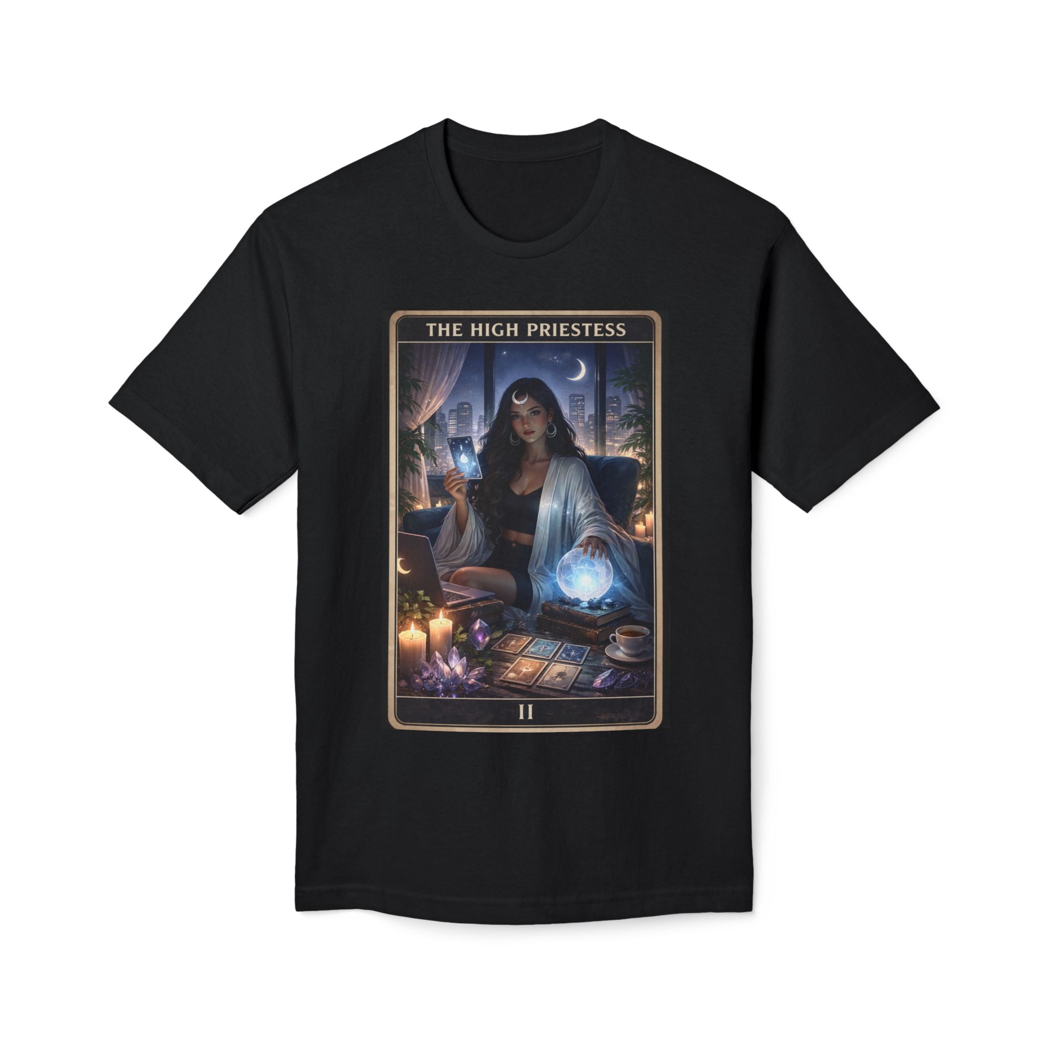 High Priestess Tarot T‑Shirt — Mystic Witch Tarot Card Graphic Tee
