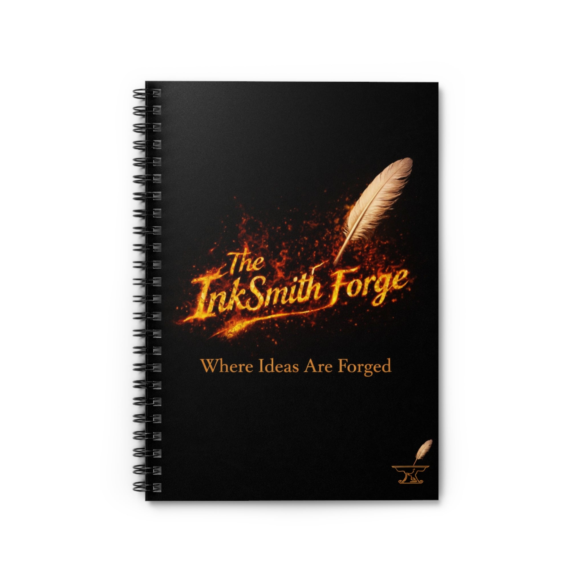 InkSmith Forge Spiral Notebook — Fiery Quill Ruled Journal for Writers & Creators