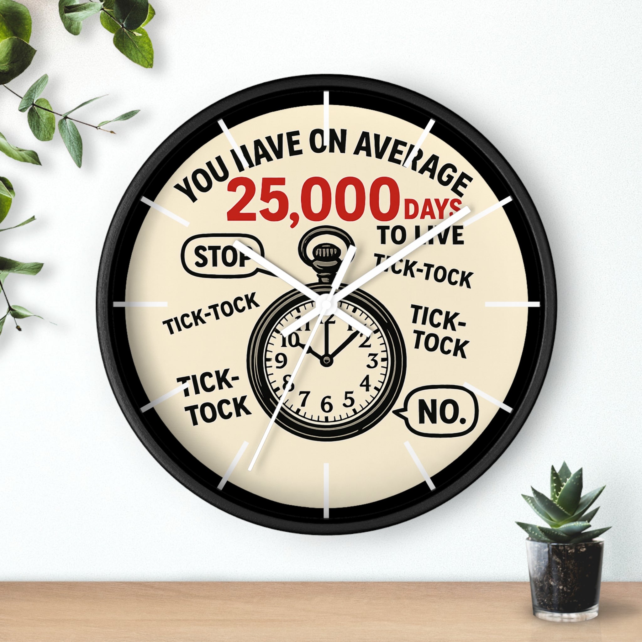 'You Have On Average 25,000 Days to Live' Vintage Pocket Watch Design - Wall Clock