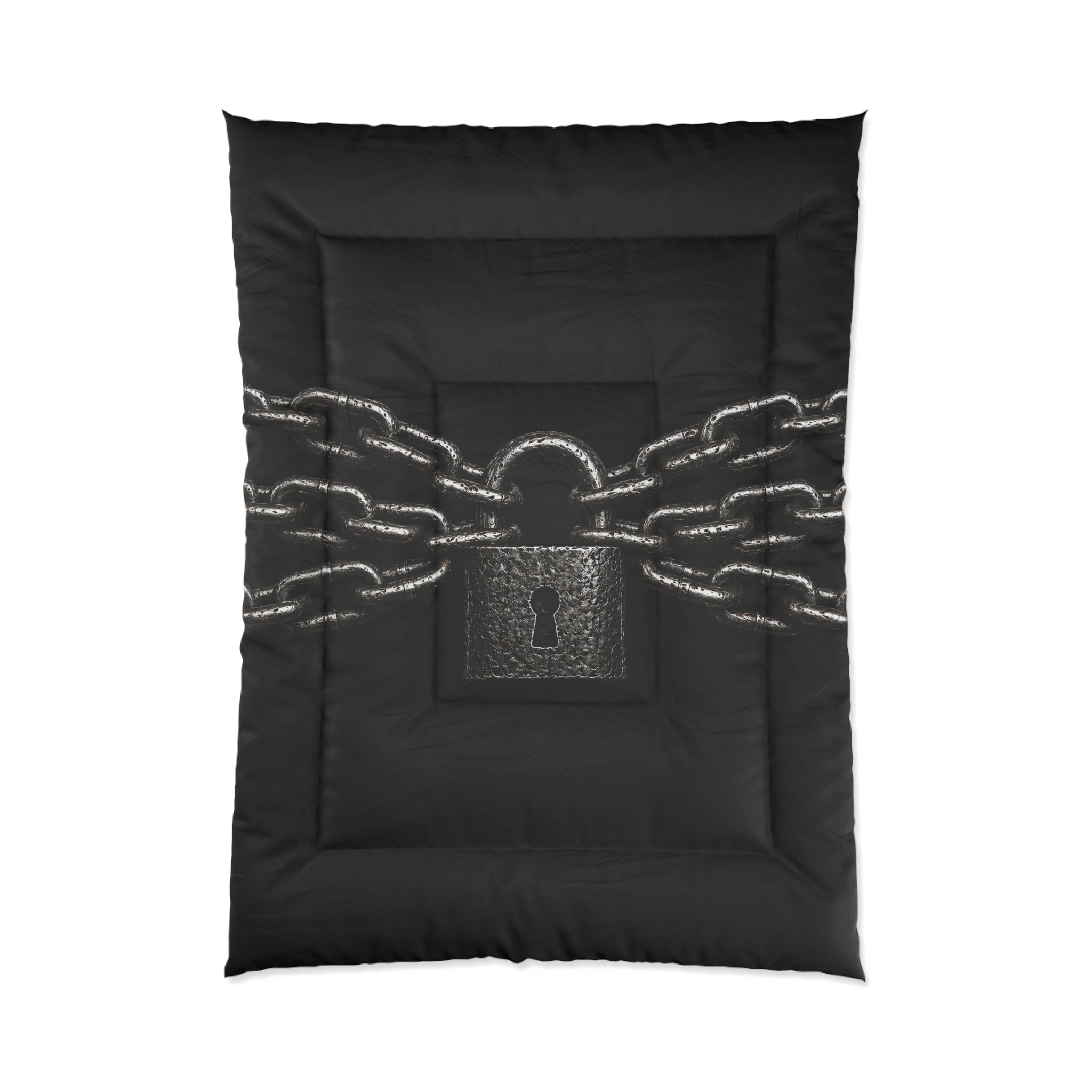 Black Padlock & Chains Comforter - Gothic Bedroom Bedding