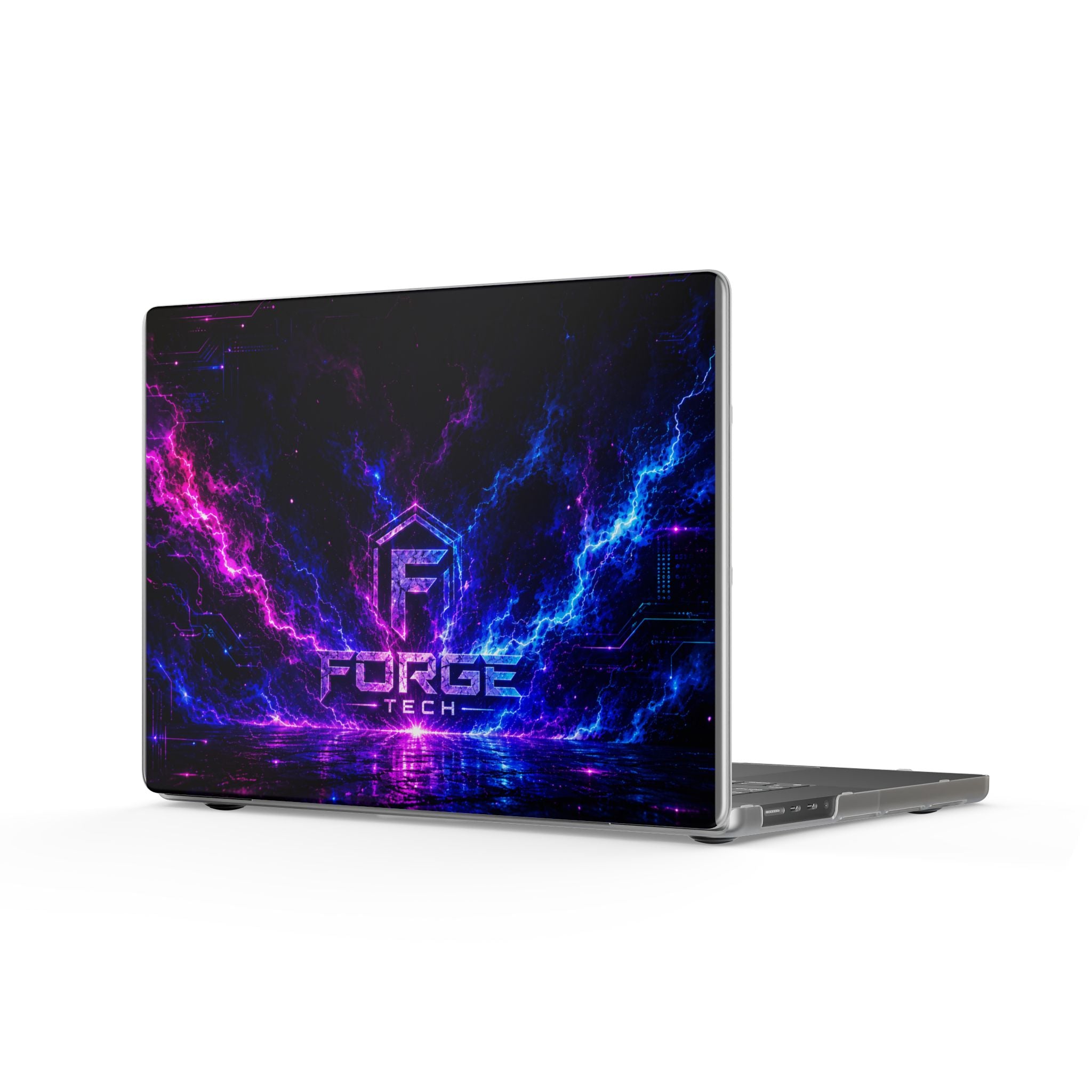 Matte MacBook Case — Neon Electric Lightning Tech Logo